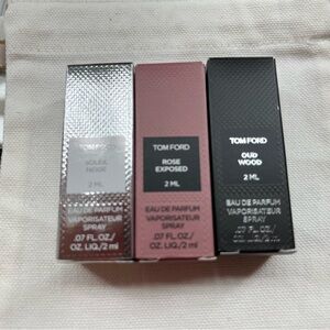 Tom Ford Rose Exposed, Oud Wood & Soleil Neige Sample Set - Pink, Black, Silver